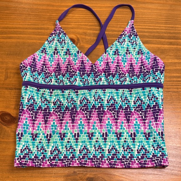 Kanu Surf Kids Swim Bikini Top - Purple, Pink, and Blue 12 - Picture 1 of 6